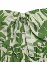 Tropical Print Tie Front Strapless Wide Leg Jumpsuit