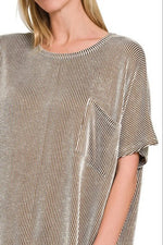 Zenana Corded Rib Oversized Short Sleeve Top