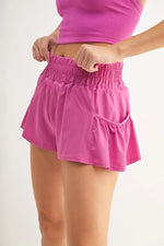 MONO B Smocked High Waist Shorts