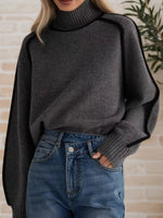 Contrast Trim Turtleneck Sweater
