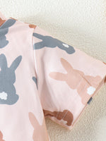 Children's Bunny Print Short Sleeve Top and Shorts Set