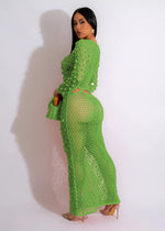 Sequin Mesh Cutout Maxi Dress