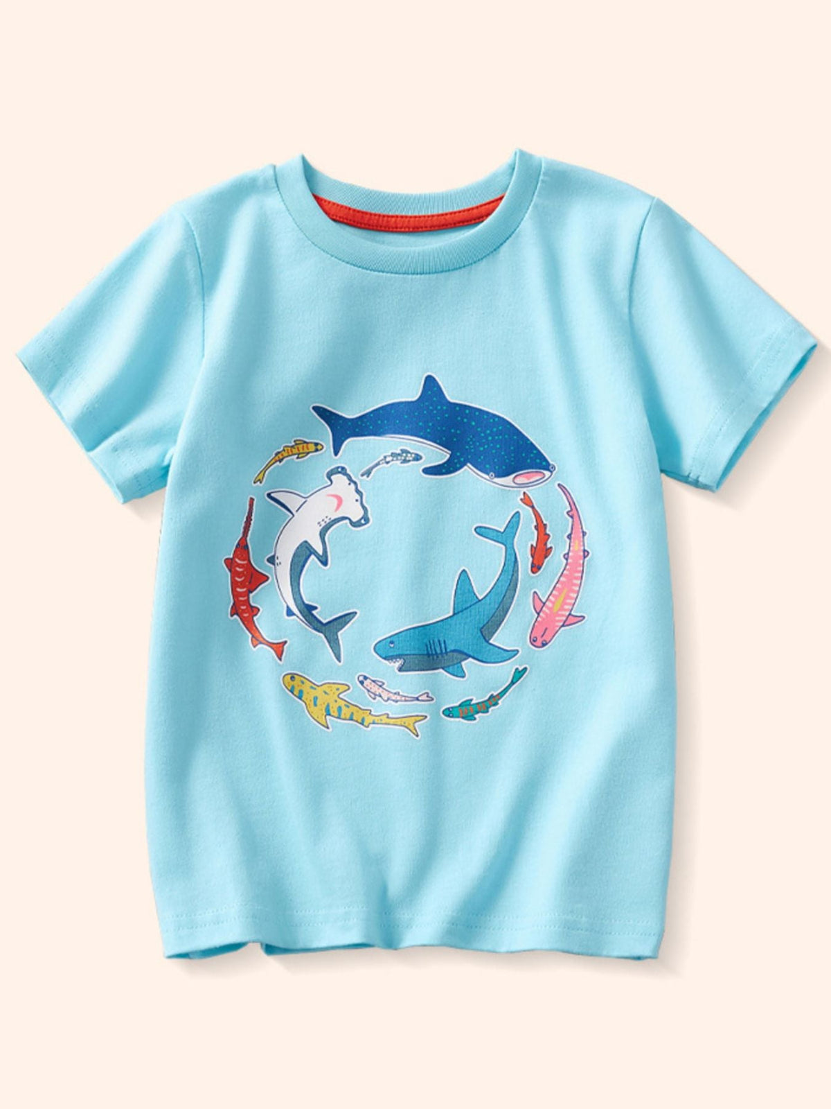 Children's Animal Print Crew Neck Short Sleeve T-Shirt