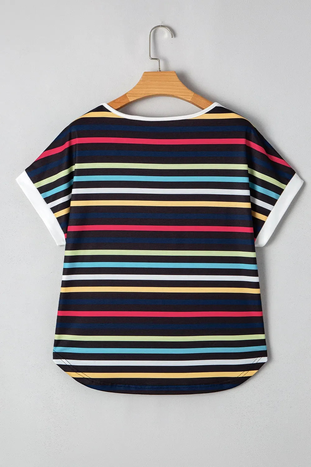 Colorful Striped Short Sleeve Casual T-Shirt