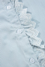 Lace Detail Striped Mock Neck Long Sleeve Shirt