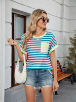 Striped Round Neck Short Sleeve T-Shirt