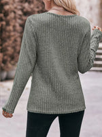 Ribbed Knit Long Sleeve T-Shirt