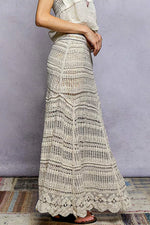 POL Boho Crochet Knit Maxi Skirt