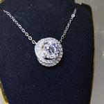 2 Carat 925 Sterling Silver Moissanite Pendant Necklace