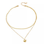 18K Gold-Plated Double Layered Heart Pendant Necklace
