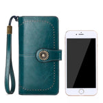Vintage Style Leather Long Wallet