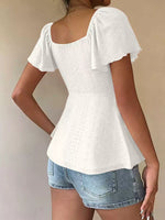 Sweetheart Neck Flutter Sleeve Top