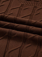 Cable Texture Crew Neck Short Sleeve Sweater Top