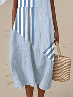 Full Size Round Neck Sleeveless Casual Midi Dress Plus Size