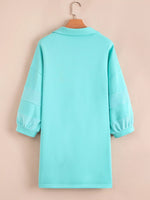 Bow Front Collared Side Pocket Shift Mini Dress