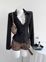 Lace Trim Slim Fit Shirt