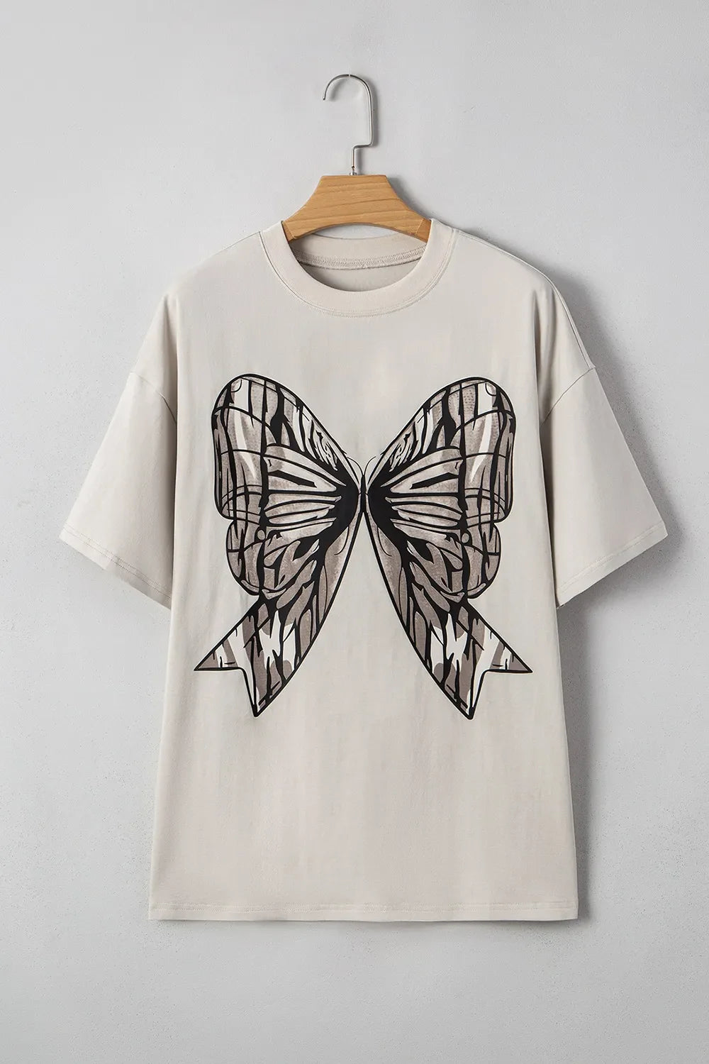 Casual Oversize Bow Drop Shoulder Tunic Casual Tee