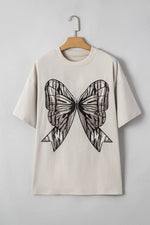 Casual Oversize Bow Drop Shoulder Tunic Casual Tee