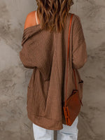 Pocketed Open Front Long Sleeve Cardigan