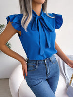 TieNeck Cap Sleeve Blouse