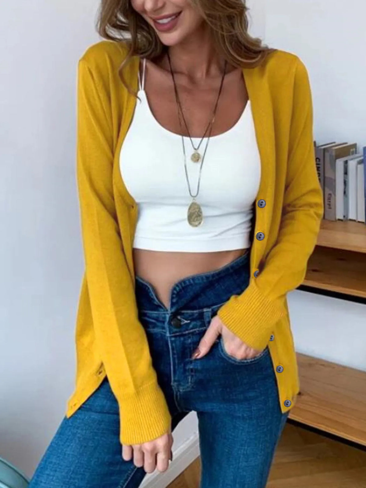 Button-Up Long Sleeve Cardigan