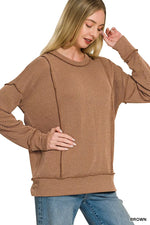 Zenana Corded Rib Long Sleeve Round Neck Top