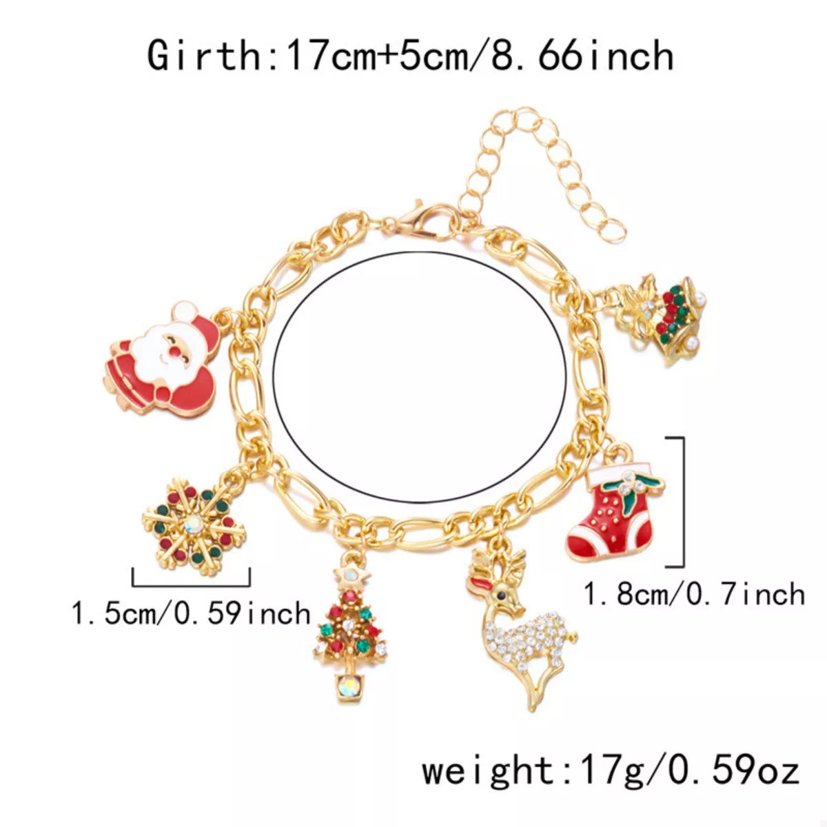 Christmas 18K Gold-Plated Charm Bracelet