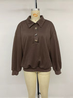 Polo Collar Dropped Shoulder Sweatshirt