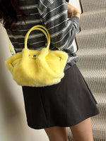 Fluffy Crossbody Bag with Buckle Detail