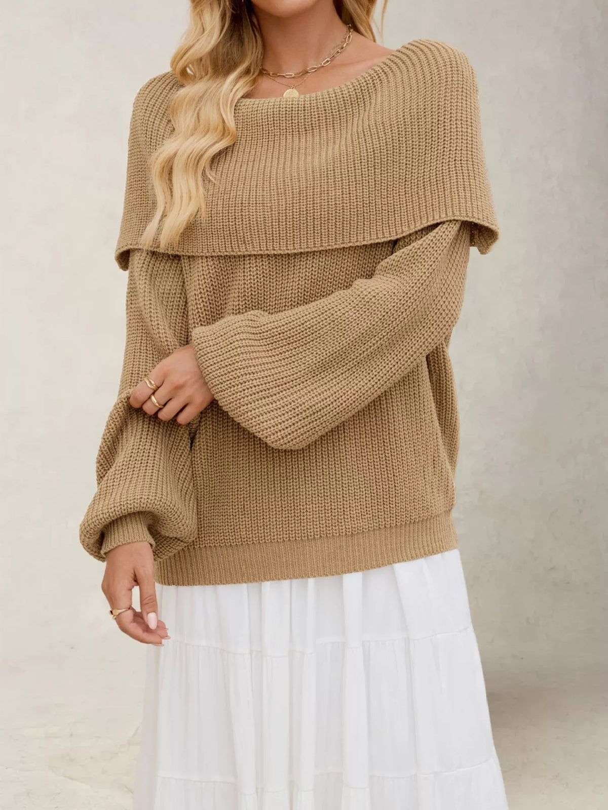 Off-Shoulder Long Sleeve Sweater