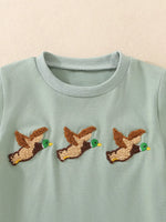 Children's Duck Embroidered T-shirt and Gingham Shorts Set