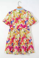 Floral Print Tiered Mini Dress