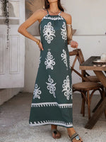 Devine Grecian Neck Printed Maxi Dress