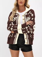 Floral Pattern Button-Down Cardigan