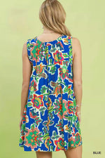 Umgee Abstract Print Sleeveless Shift Dress
