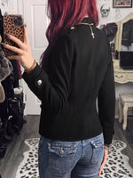 Decorative Button Zip Up Outerwear