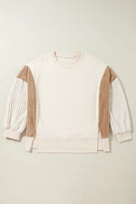 Slit Color Block Long Sleeve Sweatshirt