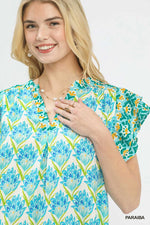 Umgee Double Frill Sleeve Floral Blouse