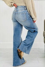 Distressed Detail Tummy Control Raw Hem Jeans