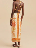 Floral Print Halter Neck Maxi Dress