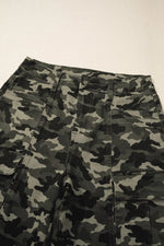 Camouflage Print Multi Pocketed Womens Denim Pants
