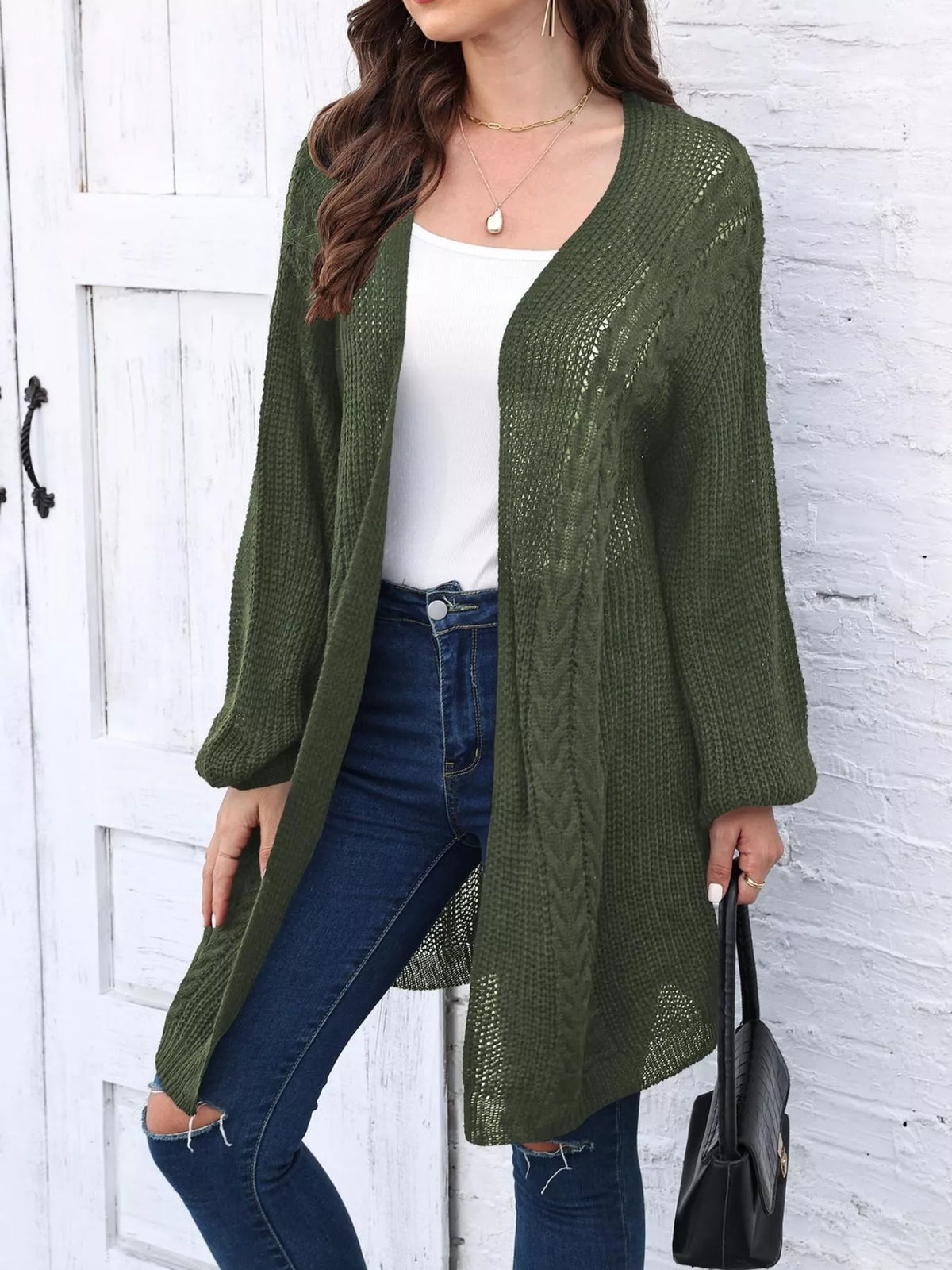 Open Front Long Sleeve Cardigan