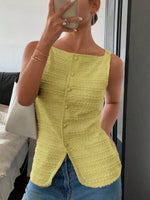 Textured Button-Front Tank