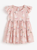 Children's Cute Bunny Print Flutter Sleeve Dress