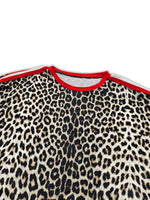 Leopard Round Neck Top and Pants Two-Piece Set