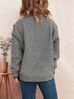 Striped Button Up Long Sleeve Cardigan