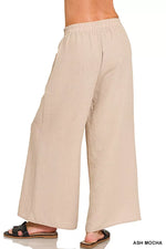 Zenana Woven Airflow Elastic Waistband Pants