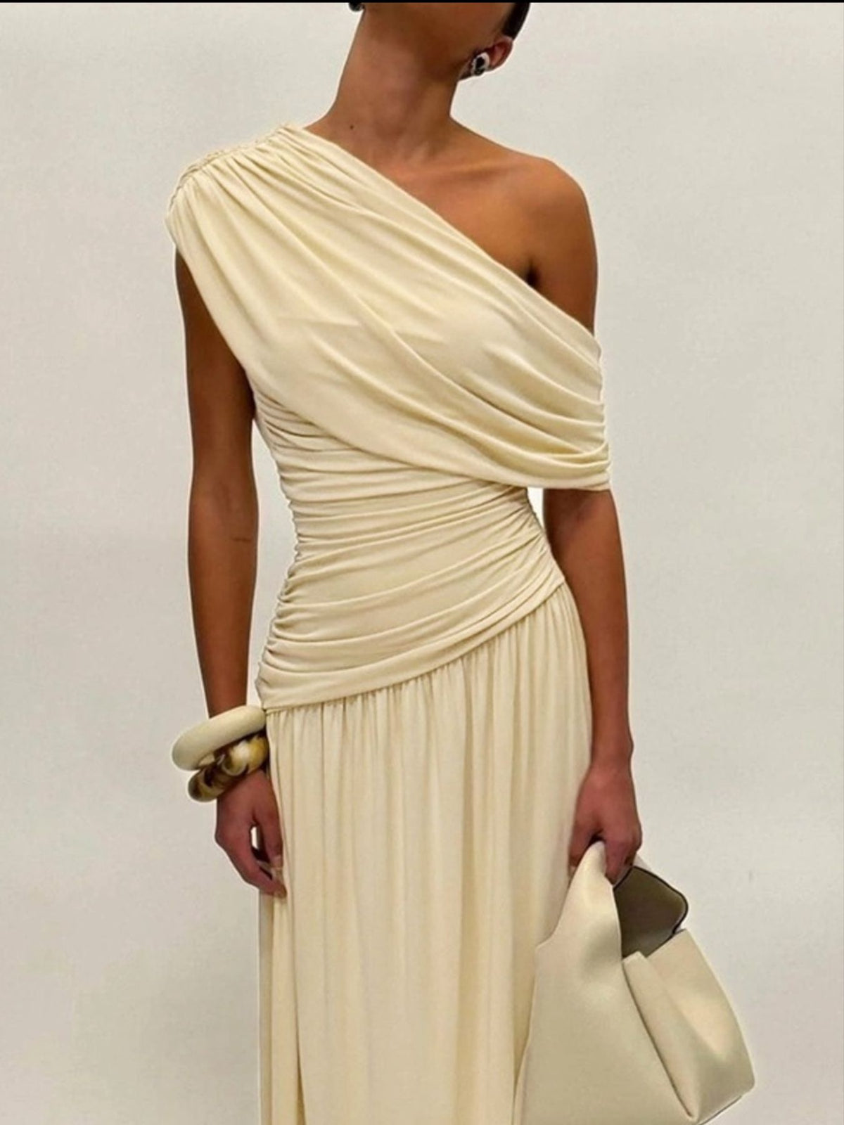 One-Shoulder Ruched Maxi Dress