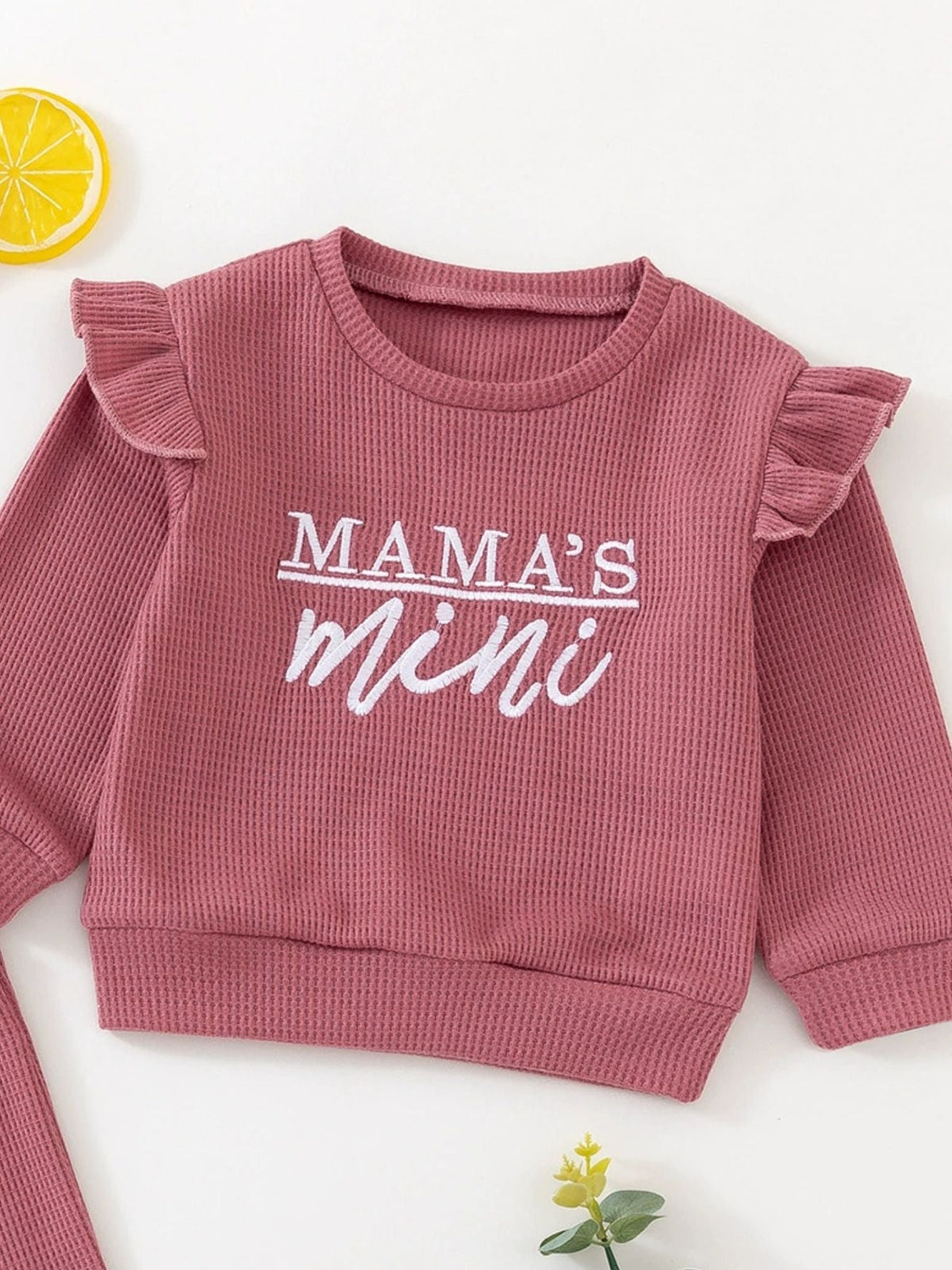 Children's Letter Ruffled Trim Top and Pants Set