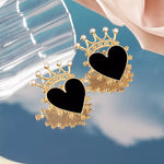 Crown Heart Stud Earrings